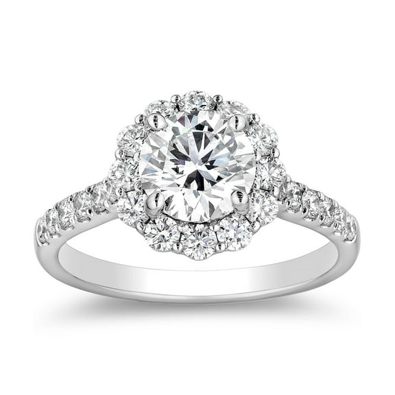 1.70 CT. T.W. Round Cut Diamond Halo Ring in 18K Gold