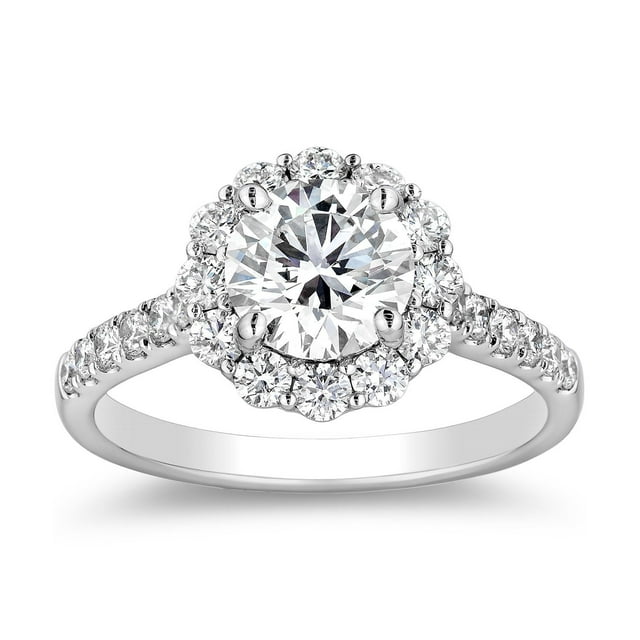 1.70 CT. T.W. Round Cut Diamond Halo Ring in 18K Gold