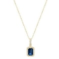 thumbnail image 3 of Emerald Cut Lab Created Gemstone & Diamond Halo Pendant Necklace in 14K Gold, 3 of 4