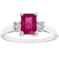 thumbnail image 1 of Emerald Cut Natural Gemstone & 0.20 CT. T.W. 3-Stone Diamond Ring in 14K Gold, 1 of 5