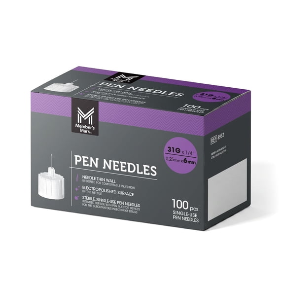 Member's Mark Pen Needles 31G x 6mm, 100 ct.