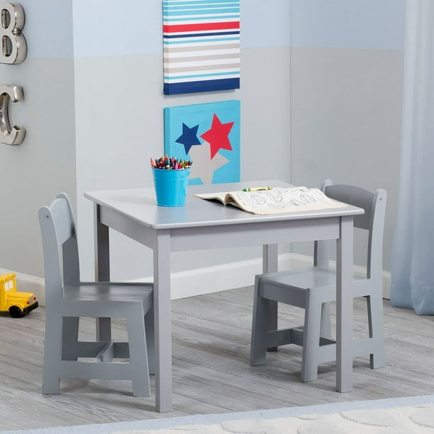 Delta Children MySize Kids Wood Table and Chair Set - 2 Chairs Included, Grey