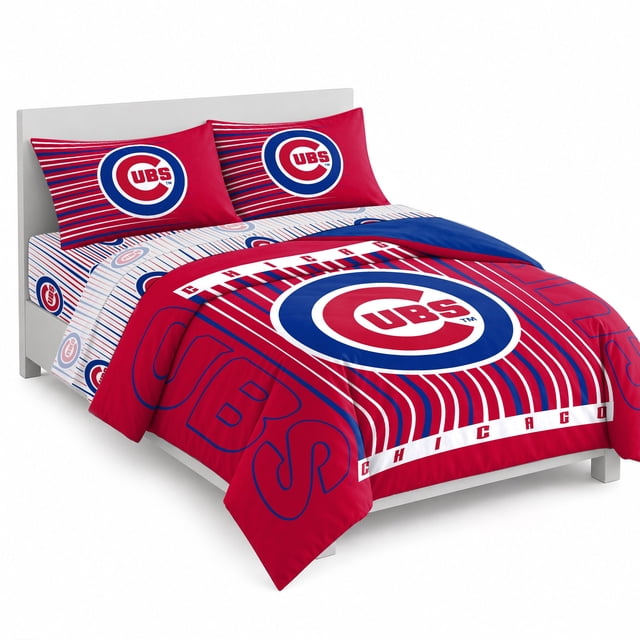 Logo Brands Chicago Cubs Queen Bed-In-A-Bag Set