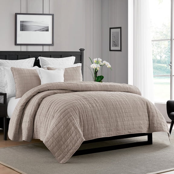 Swift Home Oversized Crinkle Enzyme Wash Quilted Coverlet, Assorted Sizes