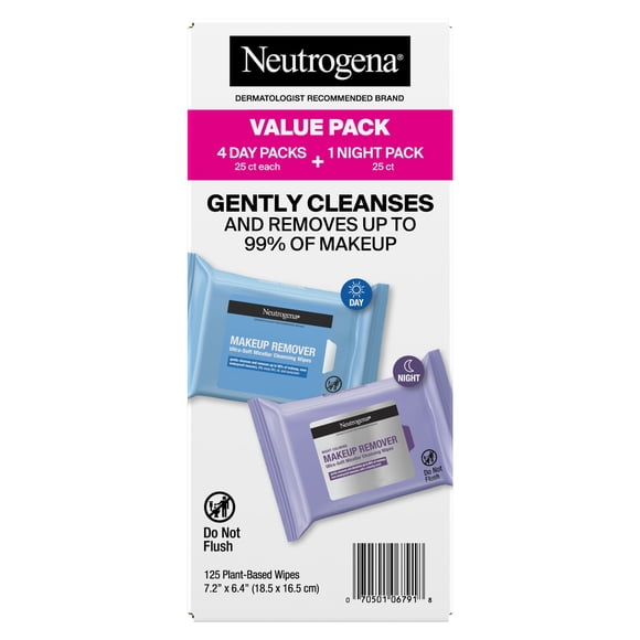 Neutrogena Makeup Remover & Night Calming Cleansing Towelettes, 25 ct., 5 pk.