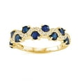 thumbnail image 1 of Round Cut Genuine Gemstone and Diamond Accent Band in 14K Gold, 1 of 3