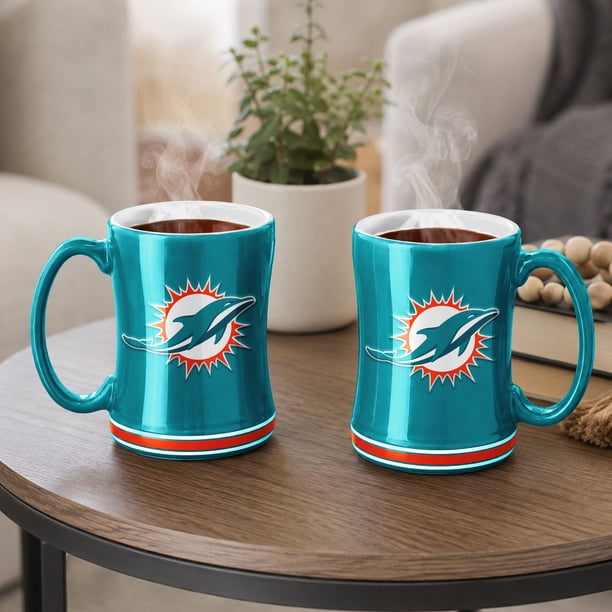 【naomi】 DOLPHINS お皿、カップセット Logo Brands Miami Dolphins 14oz Relief Mug Set - Samsclub.com