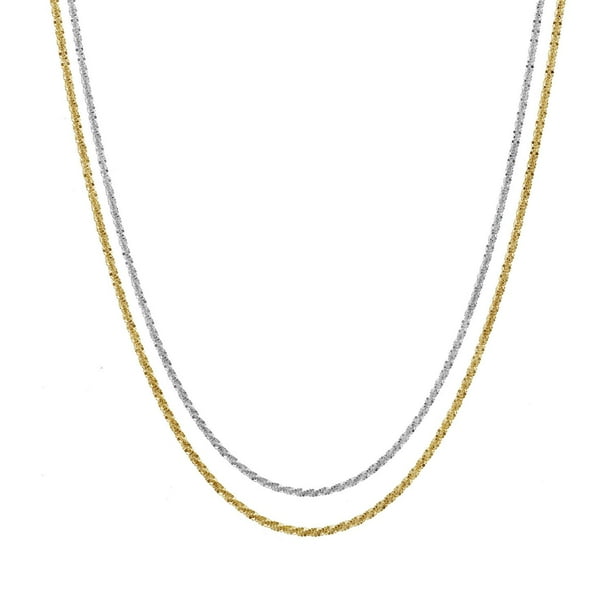 Criss Cross Diamond Cut Sparkle Chain Necklace in 14K Gold