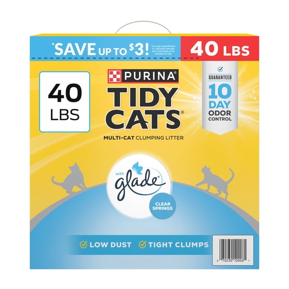 Purina Tidy Cats Multi-Cat Clumping Litter, Clear Springs Scent, 40 lbs.