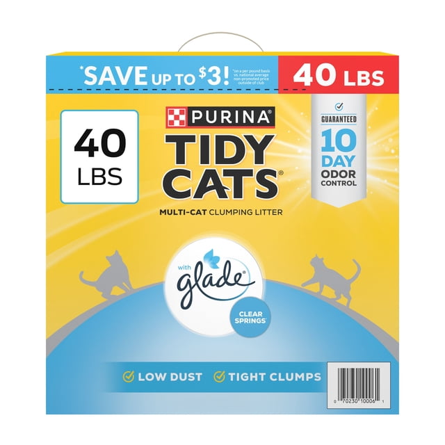 Purina Tidy Cats Multi-Cat Clumping Litter, Clear Springs Scent, 40 lbs.