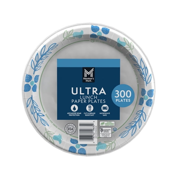Member's Mark Ultra Lunch Paper Plates, 8.5", 300 ct.