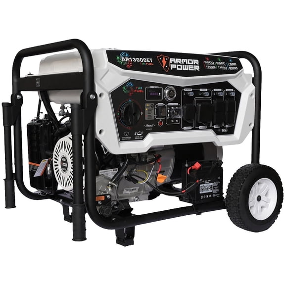 13,000 / 9,500 Watt Armor Power Tri-Fuel Portable Generator With ArmorShield CO Shutoff Remote Start With Mobility Kit