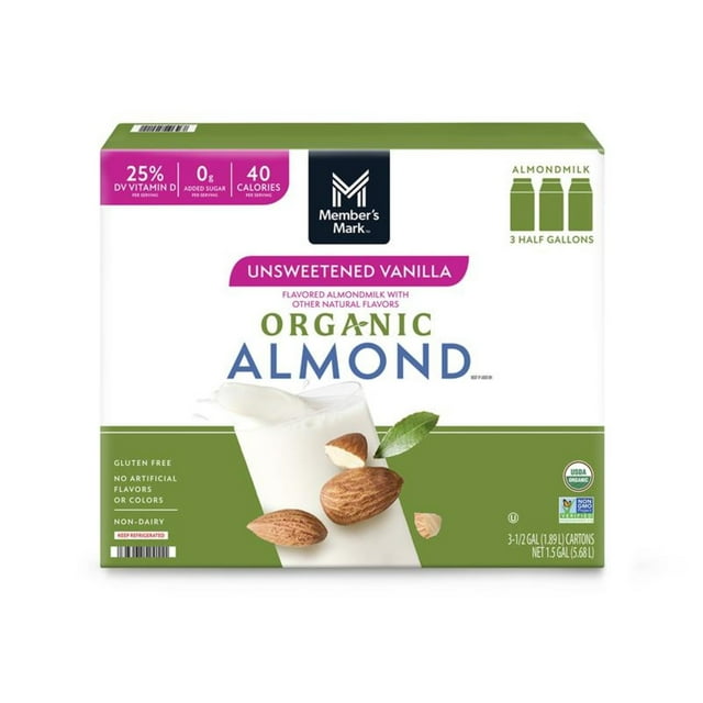 Member’s Mark Organic Unsweetened Vanilla Almond Milk, 64 fl. oz., 3 ct.