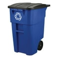 thumbnail image 2 of Rubbermaid Commercial BRUTE Recycling Rollout Trash Can with Hinged Lid, Blue 50 gal., 2 of 7