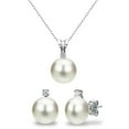 thumbnail image 1 of 7-7.5MM Freshwater Pearl and Diamond Pendant and Earring Set, 1 of 4