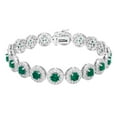 thumbnail image 1 of Round Cut Lab Created Gemstone Halo Tennis Bracelet, 1 of 4