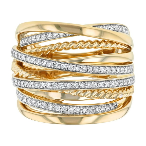 0.55 CT. T.W. Multi-layer Criss-Cross Pavé Diamond Ring in 14K Gold