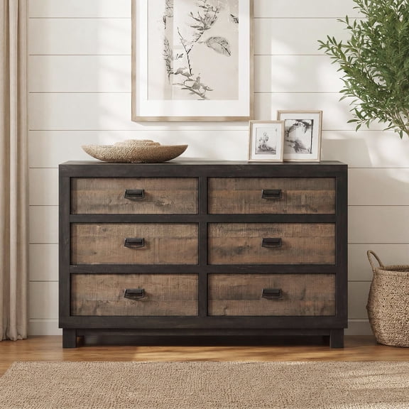 Harrison 6-Drawer MDF and Particle Board Dresser, Walnut