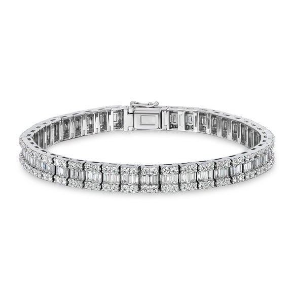 6.90 CT. TW Round and Baguette Cut Diamond Bracelet in 18K Gold