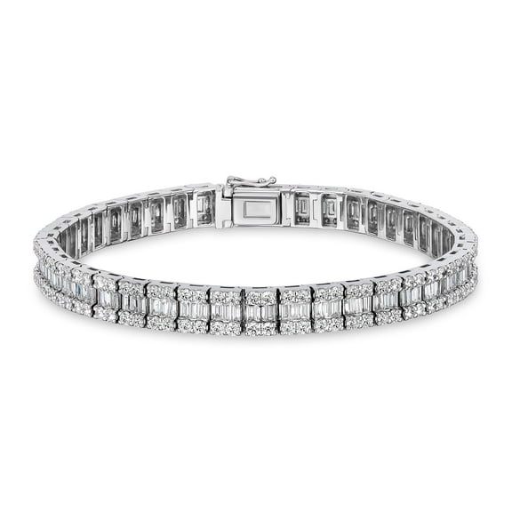 6.90 CT. TW Round and Baguette Cut Diamond Bracelet in 18K Gold