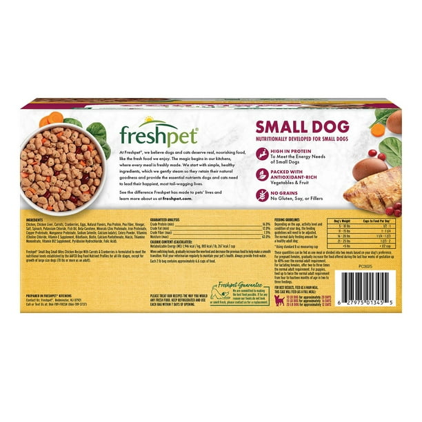 Freshpet Small Dog Small Bites Chicken Recipe, 2 lbs. packs, 3 ct