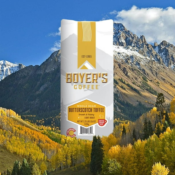 Boyer's Coffee Light Roast Whole Bean, Butterscotch Toffee, 36 oz