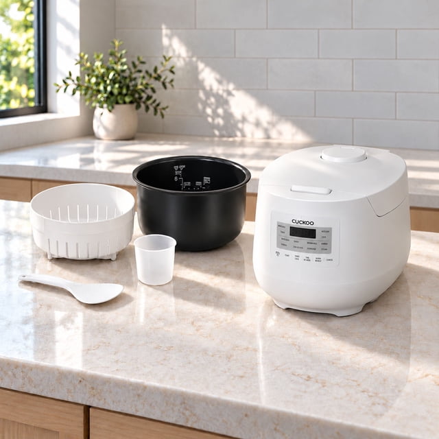 CUCKOO 6 cup Ceramic Pot Micom Rice Cooker & Warmer with Steam Plate and all-new Steam Function. Multi-Functional Kitchen Staple. 12 Cups Cooked.