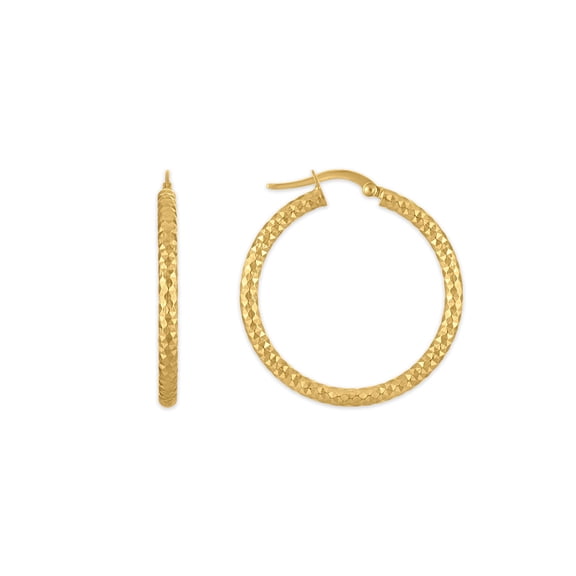 Diamond Cut Hoop Earrings in 14K Gold