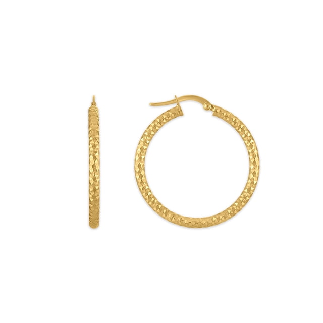 Diamond Cut Hoop Earrings in 14K Gold