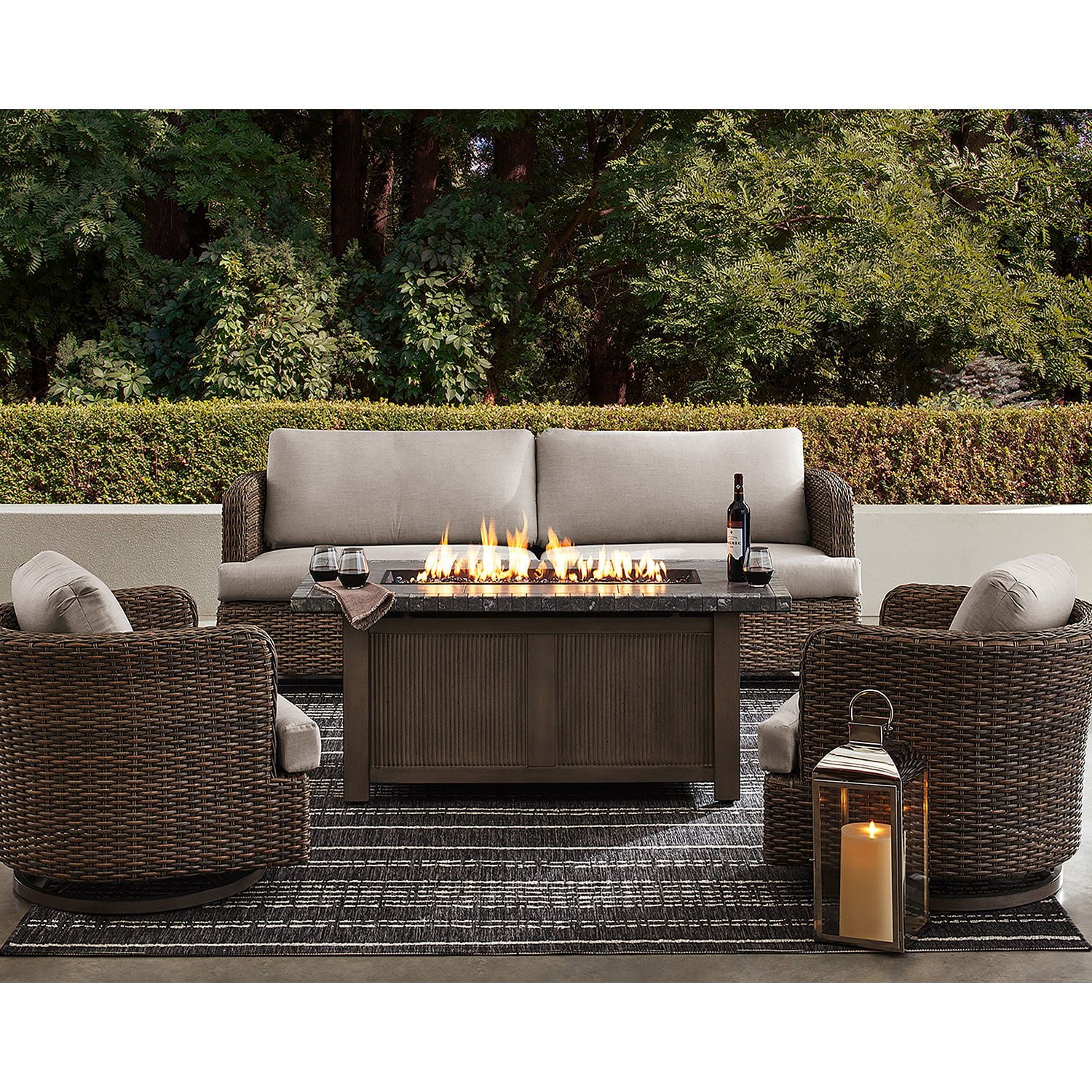 Member's Mark Brexley Deep Seating Fire Set with Sunbrella Fabric