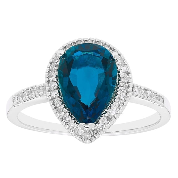 Pear Cut Lab Created Gemstone & 0.19 CT. T.W. Diamond Ring in 14K Gold