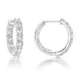 thumbnail image 3 of Lab Created White Sapphire Round Cut Gemstone Inside Out Huggie Hoop Earrings in Sterling Silver, 3 of 7
