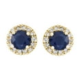 thumbnail image 2 of Round Cut Gemstone & 0.28 CT. T.W. Halo Diamond Stud Earrings in 14K Gold, 2 of 4