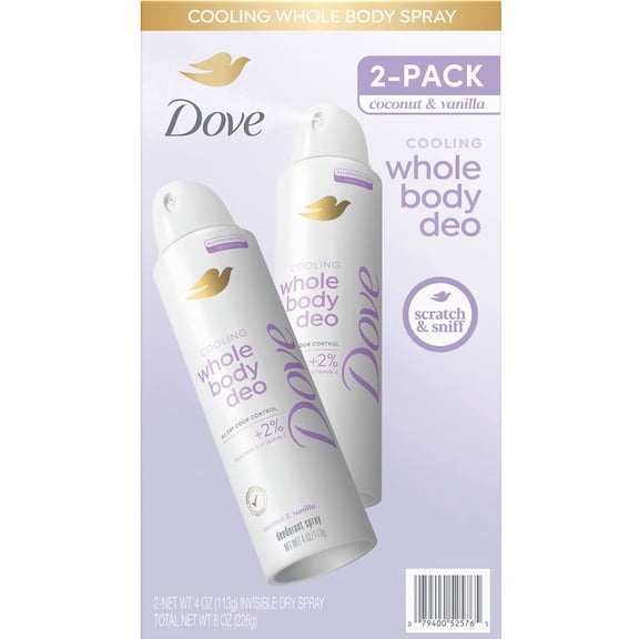 Dove Whole Body Cooling Deodorant Spray, 4 oz., 2 pk.