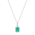 thumbnail image 3 of Emerald Cut Lab Created Gemstone & Diamond Halo Pendant Necklace in 14K Gold, 3 of 4