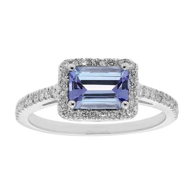 Emerald Cut Gemstone & 0.23 Halo Diamond Ring in 14K Gold