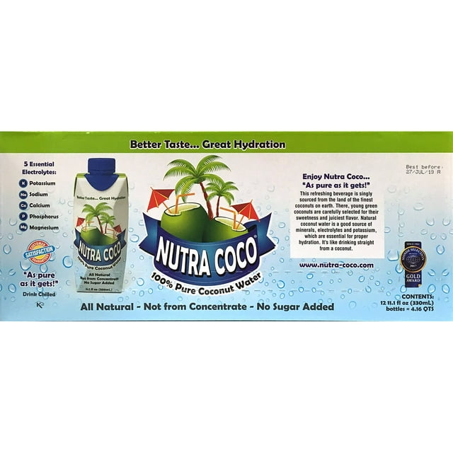 Nutra Coco Pure 100% Coconut Water, 11.16 fl. oz., 12 pk.