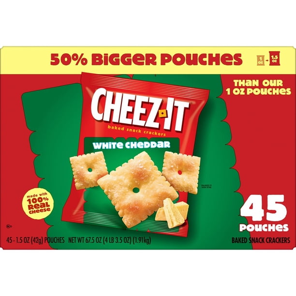 Cheez-It Baked Snack Crackers, White Cheddar, 1.5 oz., 45 pk