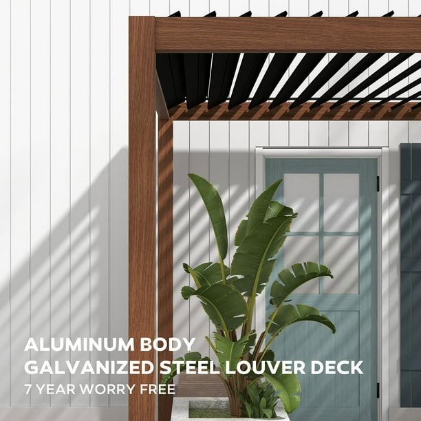 Mirador Takasho Acacia Finish Louvered Pergola, Choose Size