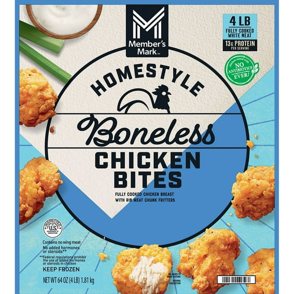 Member's Mark Breaded and Boneless Homestyle Chicken Bites, Frozen, 4 lbs.
