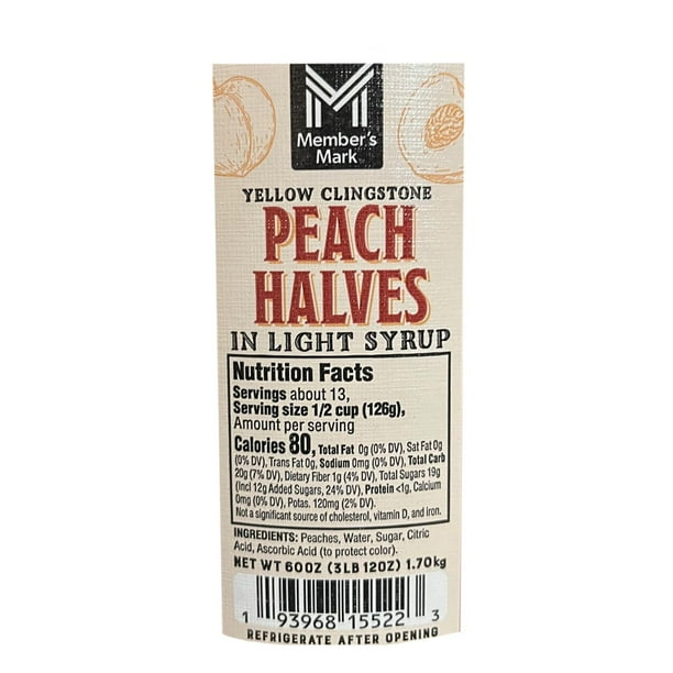 Member's Mark Yellow Clingstone Peach Halves in Light Syrup, 60 oz