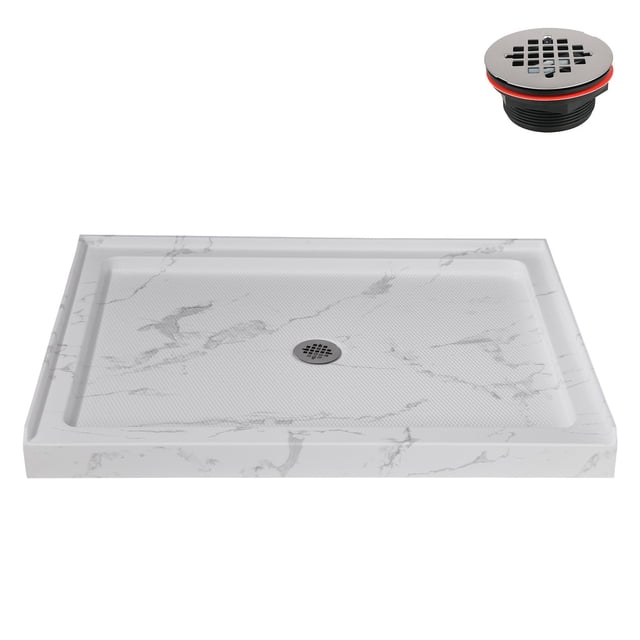 Streamline 48 in. x 36 in. Alcove Acrylic Shower Base With Center Drain, Drain Included Assorted Colors