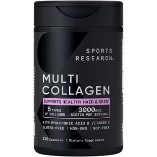 Sports Research Multi Collagen Complex + Biotin 3000mcg Supplement, 120 ct