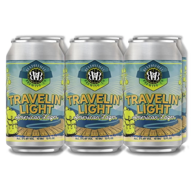 Bentonville Brewing Co. Travelin’ Light American Lager Beer, 12 fl. oz. can, 6 pk.
