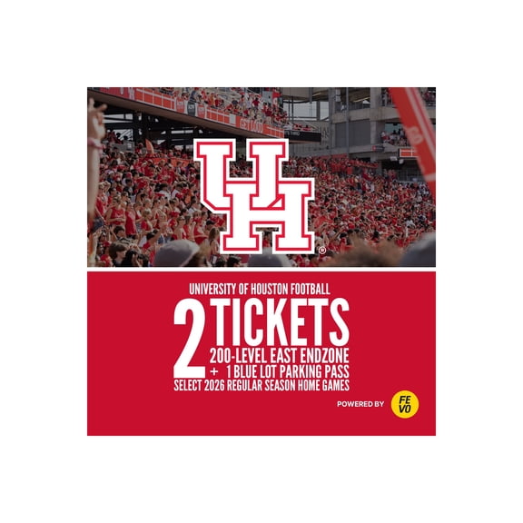 NCAAF University of Houston Football, Two (2) 200-Level East Endzone Tickets + 1 Blue Parking Pass eVoucher