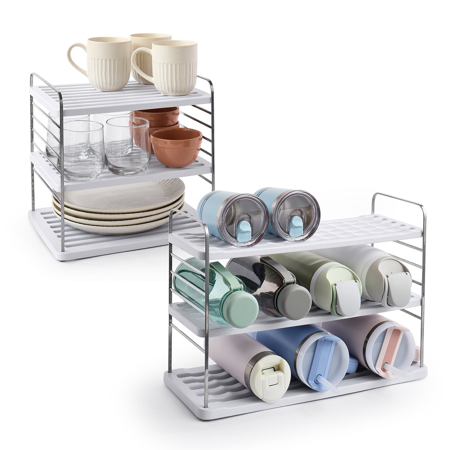 YouCopia Bottle Mug and Plate Organizer, 2-Piece Set