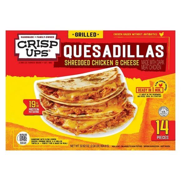 CrispUps Grilled Chicken Quesadillas, Frozen, 2.33 oz., 14 ct.