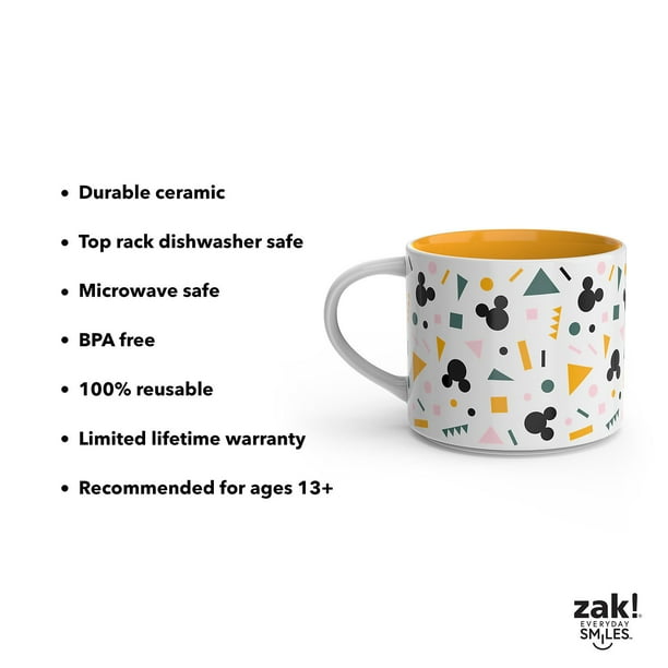 Zak Designs 15 Oz Ceramic Modern Mug, 4-Piece Set (Assorted Colors