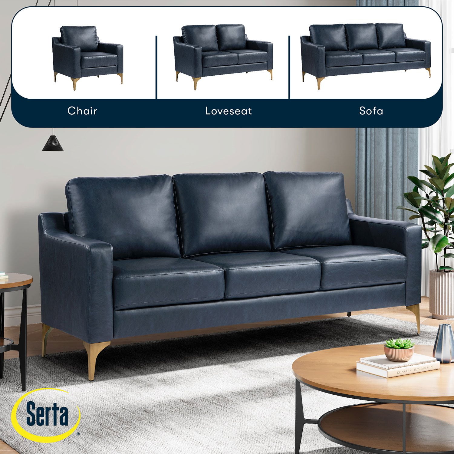 Serta Fleming Faux Leather Sofa - Samsclub.com