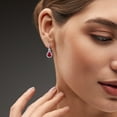 thumbnail image 4 of Ruby and 0.36 CT. T.W. Diamond Teardrop Halo Cuff Earrings in 14K Gold, 4 of 5